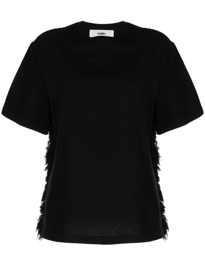 Shop Muller Of Yoshiokubo Fringe-detail Short-sleeve T-shirt In Black