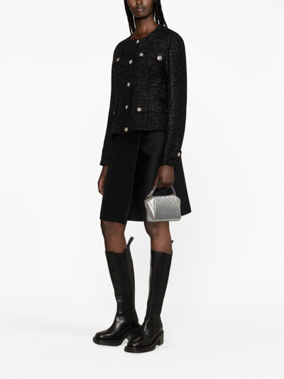 Versace Medusa Head Single-breasted Tweed Jacket In Black