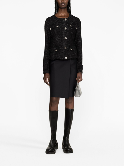Versace Medusa Head Single-breasted Tweed Jacket In Black