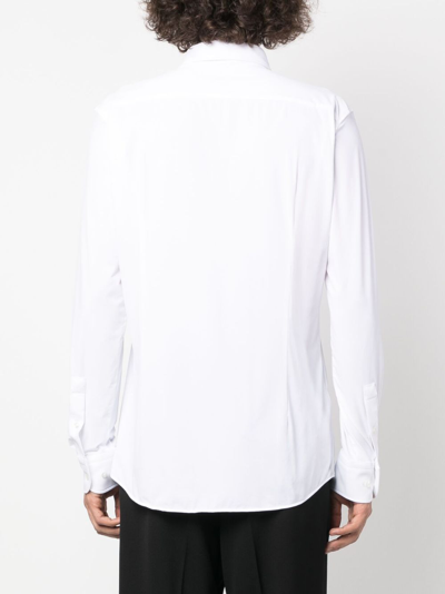Shop Hugo Boss Pointed-collar Long-sleeve Shirt In Weiss