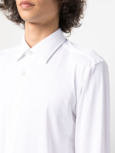 Shop Hugo Boss Pointed-collar Long-sleeve Shirt In Weiss