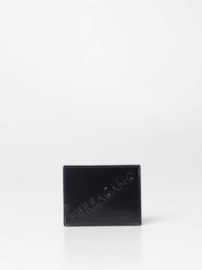 Shop Ferragamo Credit Card Holder In Brushed Leather In Black