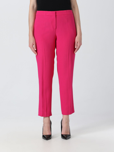 Shop Alexander Mcqueen Pants In Viscose And Cotton Crepe In Orchid