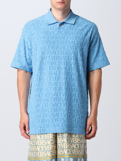 Shop Versace Cotton T-shirt In Blue