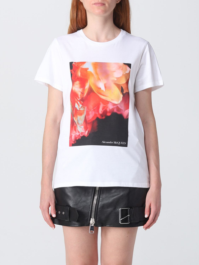 Alexander Mcqueen Print Cotton T-shirt In White