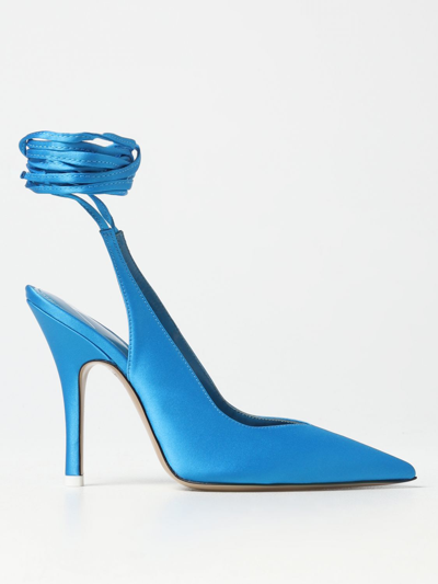 Shop Attico Venus Pumps In Satin In Turquoise