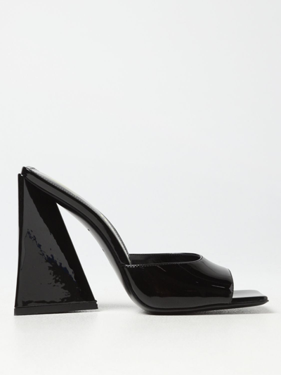 Attico Mini Devon 85 Patent Leather Sandals In Black