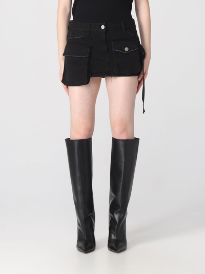 Shop Attico Skirt In Denim In Black