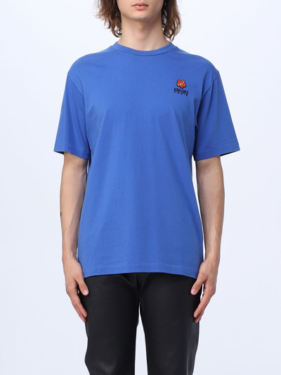 Shop Kenzo Flower  Cotton T-shirt In Blue