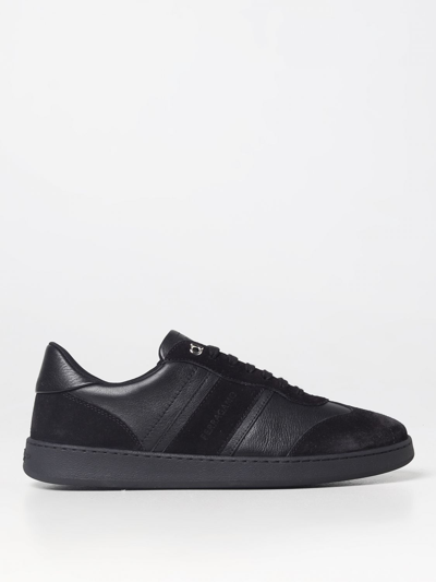 Shop Ferragamo Achille Sneakers In Leather In Black