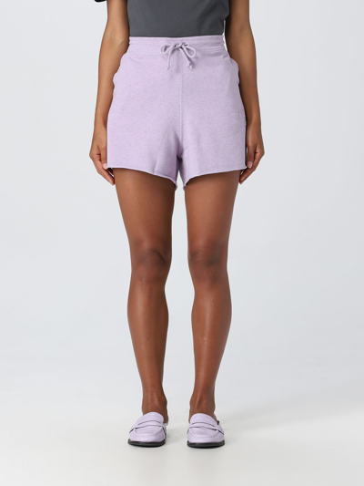 Shop Ganni Shorts In Organic Cotton In Lilac