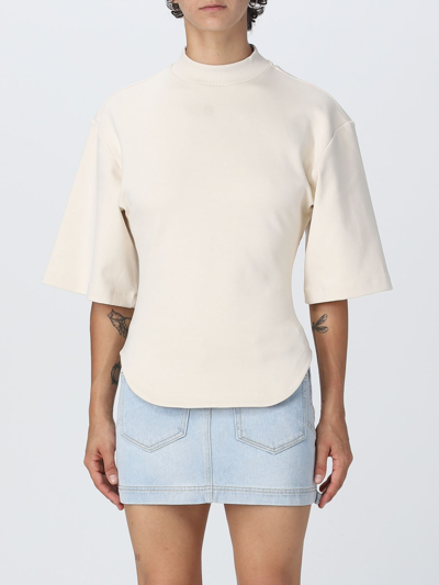 Shop Attico T-shirt In Stretch Jersey In Ivory
