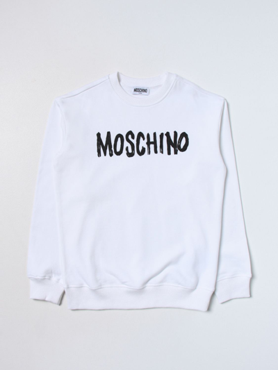 Shop Moschino Kid Sweatshirt In Cotton In White