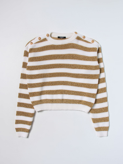 Shop Balmain Sweater  Kids Kids Color Ivory