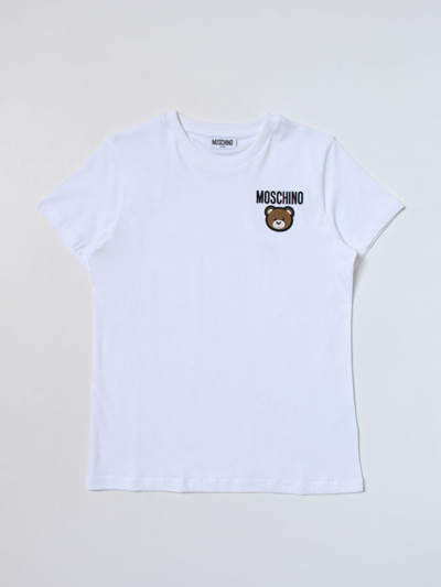 Shop Moschino Kid Cotton T-shirt In White
