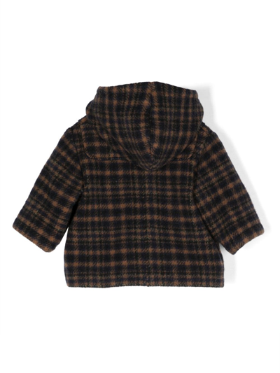 Shop Bonpoint Plaid-check Coat In Brown