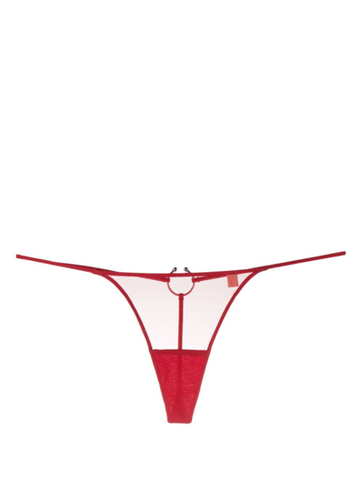 Zhilyova Dune Ring-hardware Sheer Thong In Red