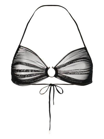 Zhilyova Icon Gathered-tulle Halterneck Bra In Black