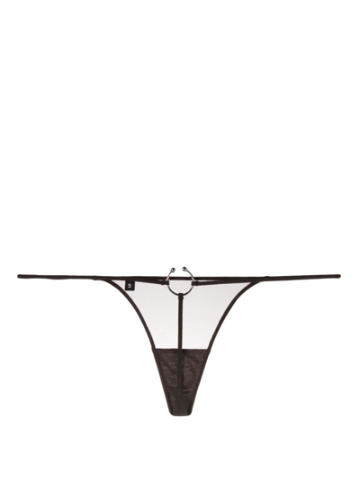 Zhilyova Dune Ring-hardware Sheer Thong In Brown