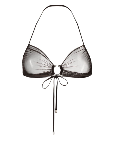 Zhilyova Icon Gathered-tulle Halterneck Bra In Brown