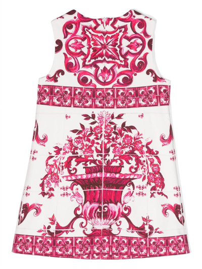Shop Dolce & Gabbana Majolica-print Sleeveless Dress In White