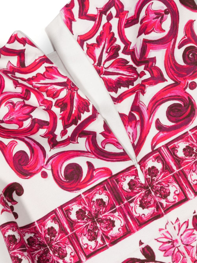 Shop Dolce & Gabbana Majolica-print Sleeveless Dress In White