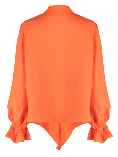 Sleeper Rumba Linen Pyjama Set In Orange