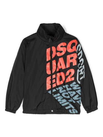 Shop Dsquared2 Logo-print High-neck Jacket In Black