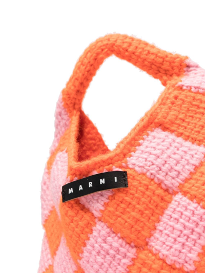 Shop Marni Small Market Diamond Crochet Bag In Pink