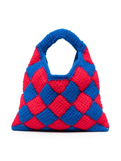 Shop Marni Small Market Diamond Crochet Bag In Red