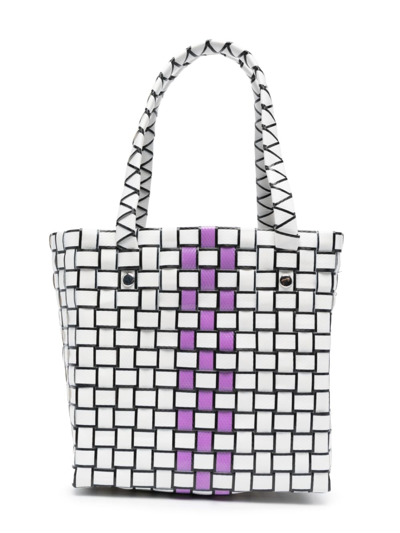 Shop Marni Market Interwoven Basket Bag In White
