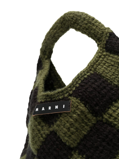 Shop Marni Small Market Diamond Crochet Bag In Green