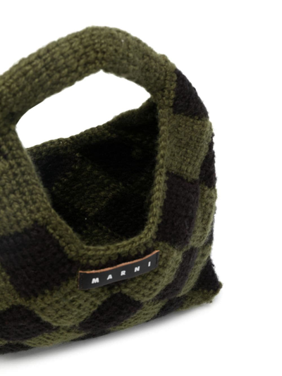 Shop Marni Small Market Diamond Crochet Bag In Green