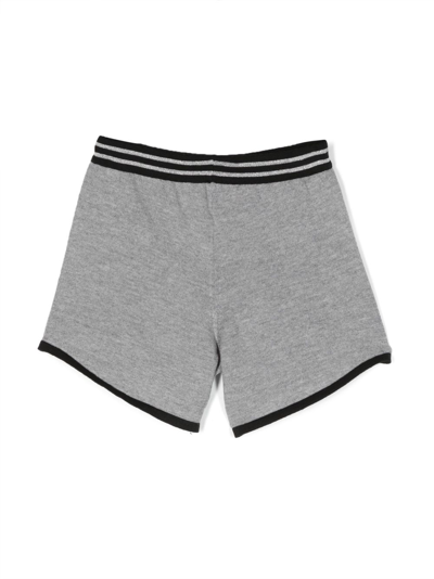 Shop Balmain Logo-print Wool Shorts In Grey