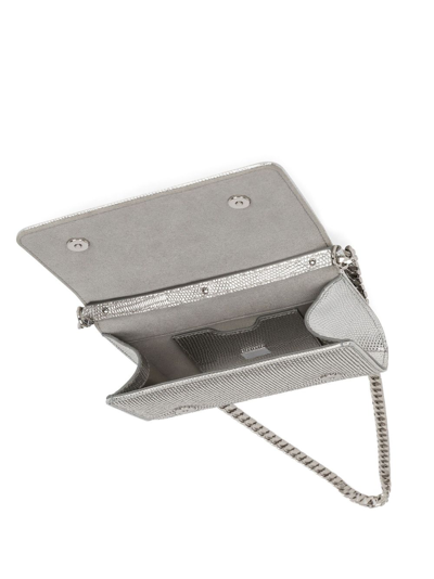 Dolce & Gabbana Logo-plaque Crystal-embellished Crossbody Bag In Grey