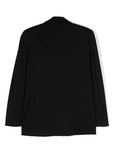 Shop Balmain Double-breasted Logo-patch Blazer In Black
