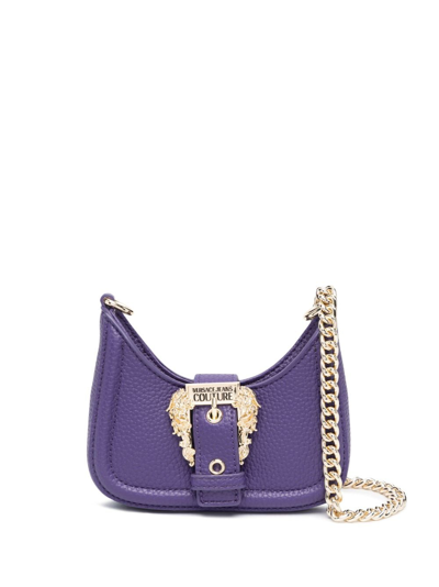 Shop Versace Jeans Couture Couture Barocco-buckle Mini Bag In Purple