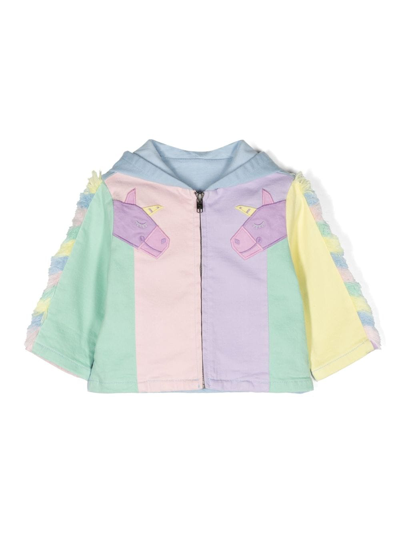 Shop Stella Mccartney Unicorn-motif Striped Jacket In Pink