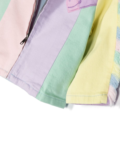 Shop Stella Mccartney Unicorn-motif Striped Jacket In Pink