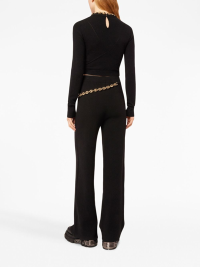 Shop Rabanne Chainmail-detail Wool-cashmere Trousers In Black