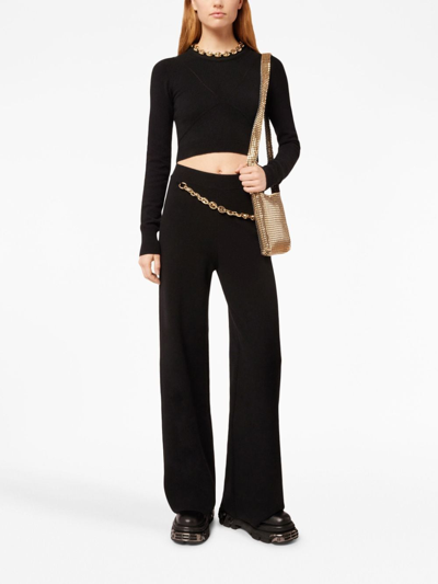 Rabanne Chain-link Ribbed Knitted Top In Black