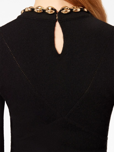 Rabanne Chain-link Ribbed Knitted Top In Black