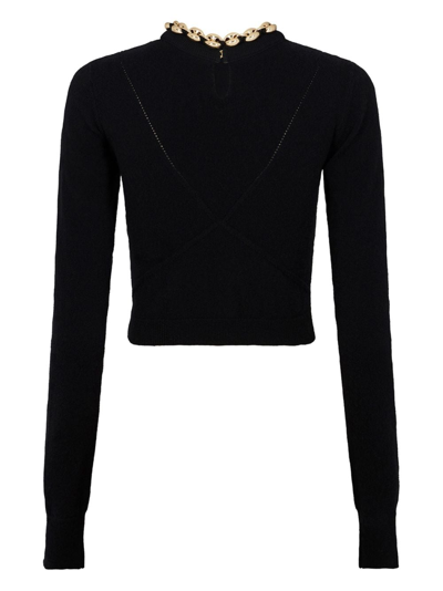 Rabanne Chain-link Ribbed Knitted Top In Black