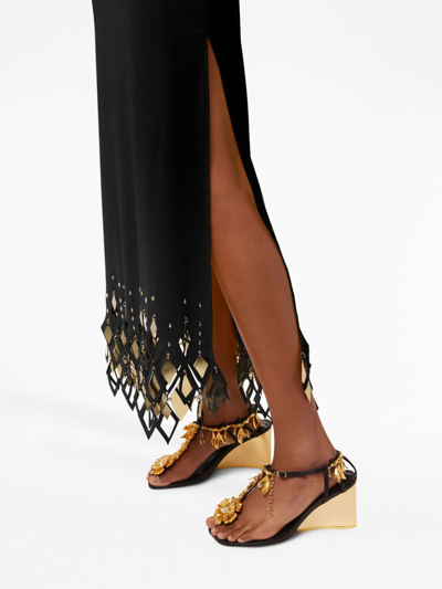 Rabanne Hanging-details Cropped T-shirt In Black