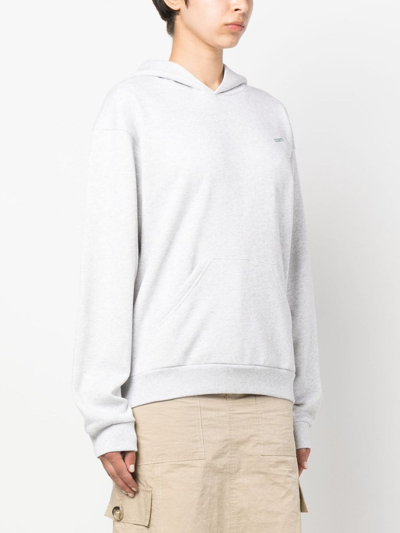Shop Coperni Logo-print Jersey Hoodie In Grey