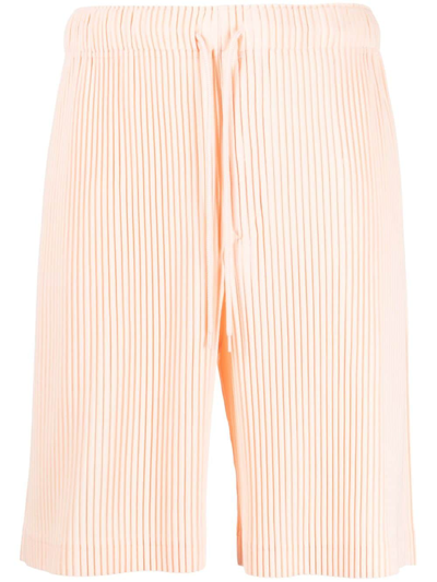 Shop Issey Miyake Drawstring Pleated Shorts In Orange
