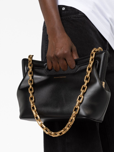 Alexander Mcqueen Mcqueen The Peak Leather Bag With Shoulder Strap In Black