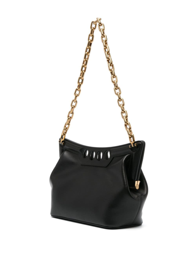 Alexander Mcqueen Mcqueen The Peak Leather Bag With Shoulder Strap In Black