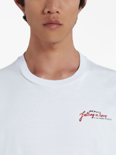 Marni Wordsearch-print Cotton T-shirt In White