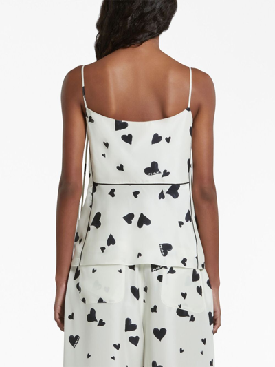 Shop Marni Bunch Of Hearts Silk Camisole Top In White